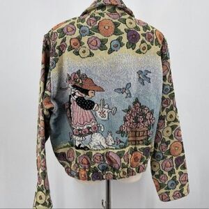 Vintage Painted Pony floral Tapestry oversized jacket Medium BoxC multicolored